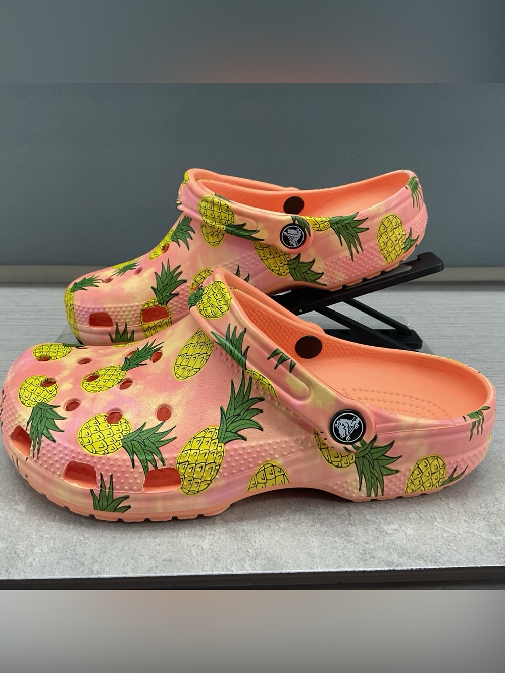 CROCS Pineapple Print Clog in Peach and Yellow